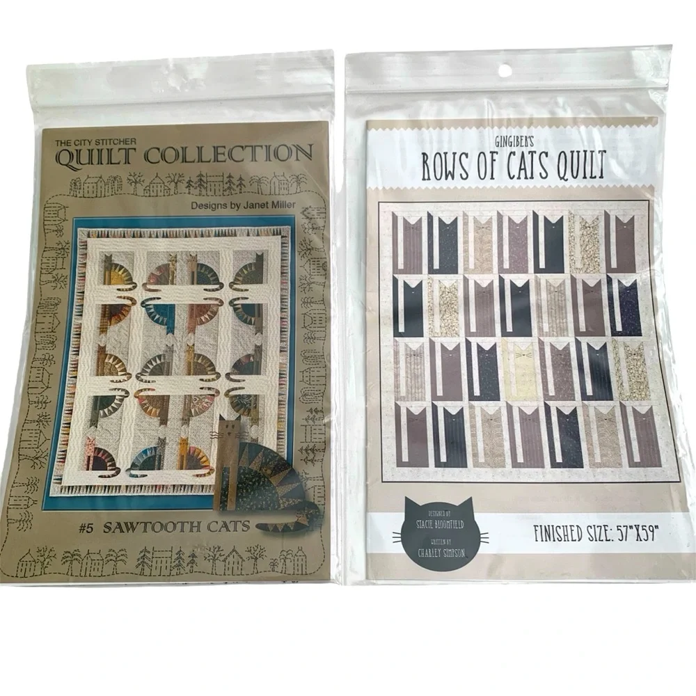 Cat Themed Quilt Patterns Lot of 2